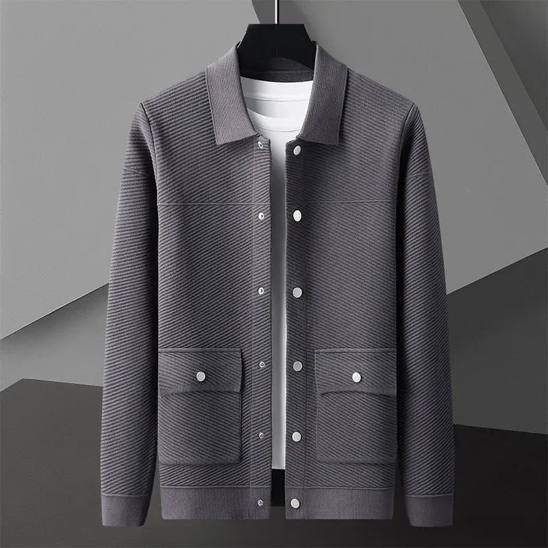 Mack textured knit wool jacket for men, professional slim fit, breathable wrinkle-resistant layering piece