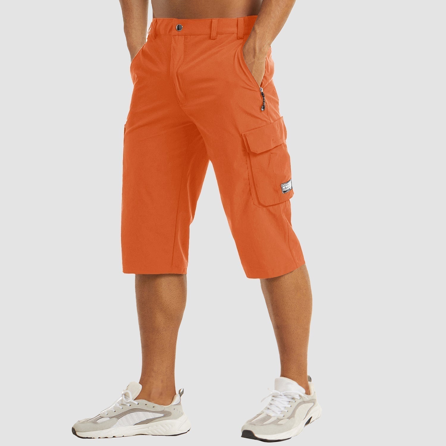 Men's olive cargo shorts classic straight cut lightweight quick-dry multi-pocket outdoor adventure wear