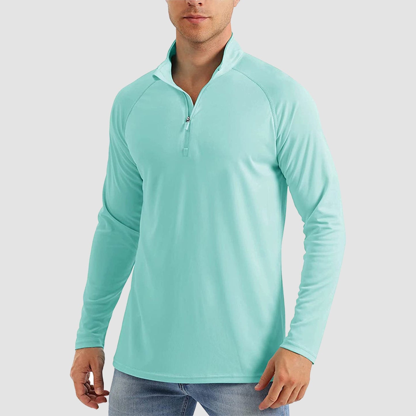Men's UPF 50+ quarter-zip sun shirt, lightweight cooling mesh fabric for outdoor activities