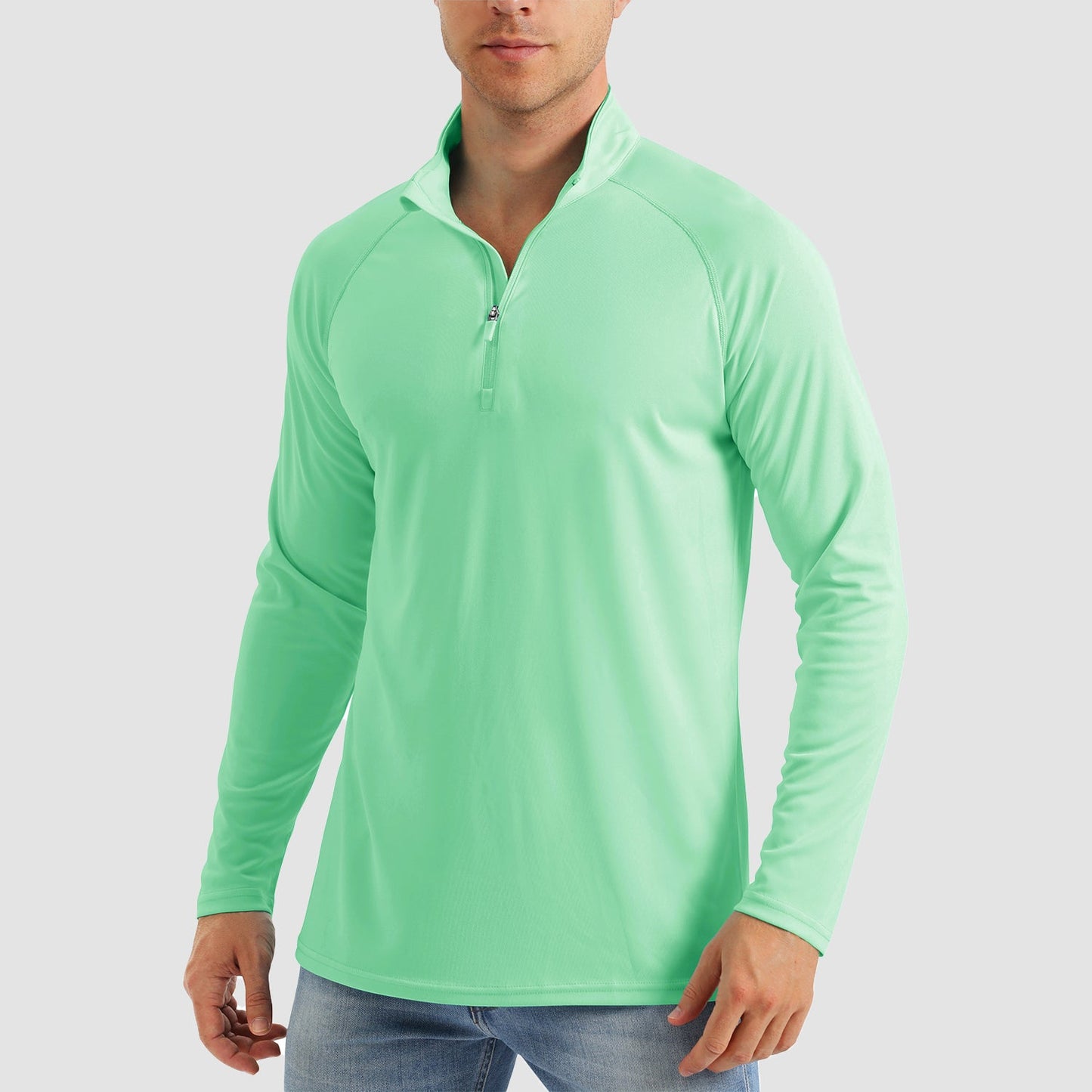 Men's UPF 50+ quarter-zip sun shirt, lightweight moisture-wicking long sleeve for outdoor activities