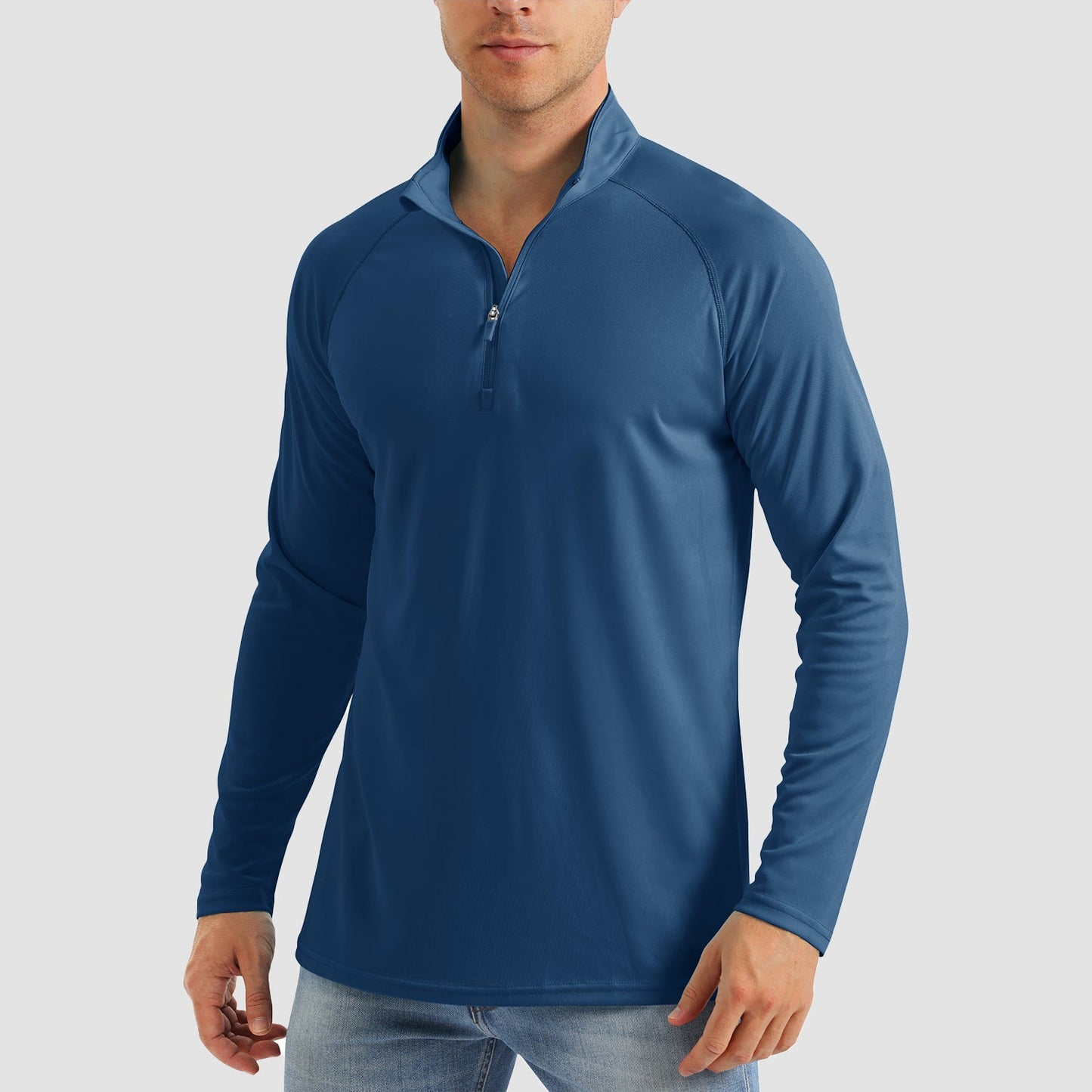 Men's UPF 50+ quarter-zip sun shirt, lightweight moisture-wicking long sleeve for outdoor activities