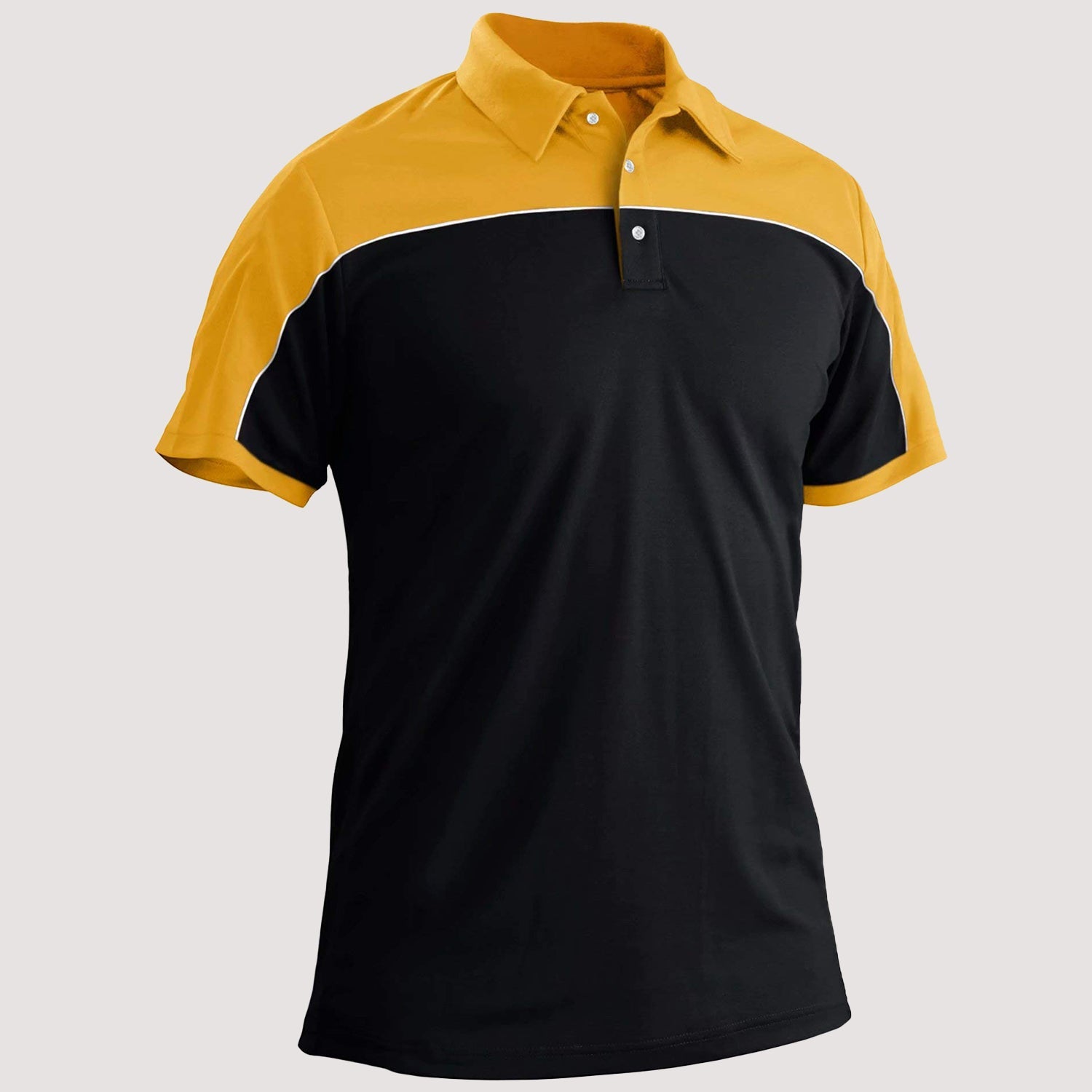 Men's golf polo shirt lightweight quick-dry moisture-wicking with contrasting color patchwork design