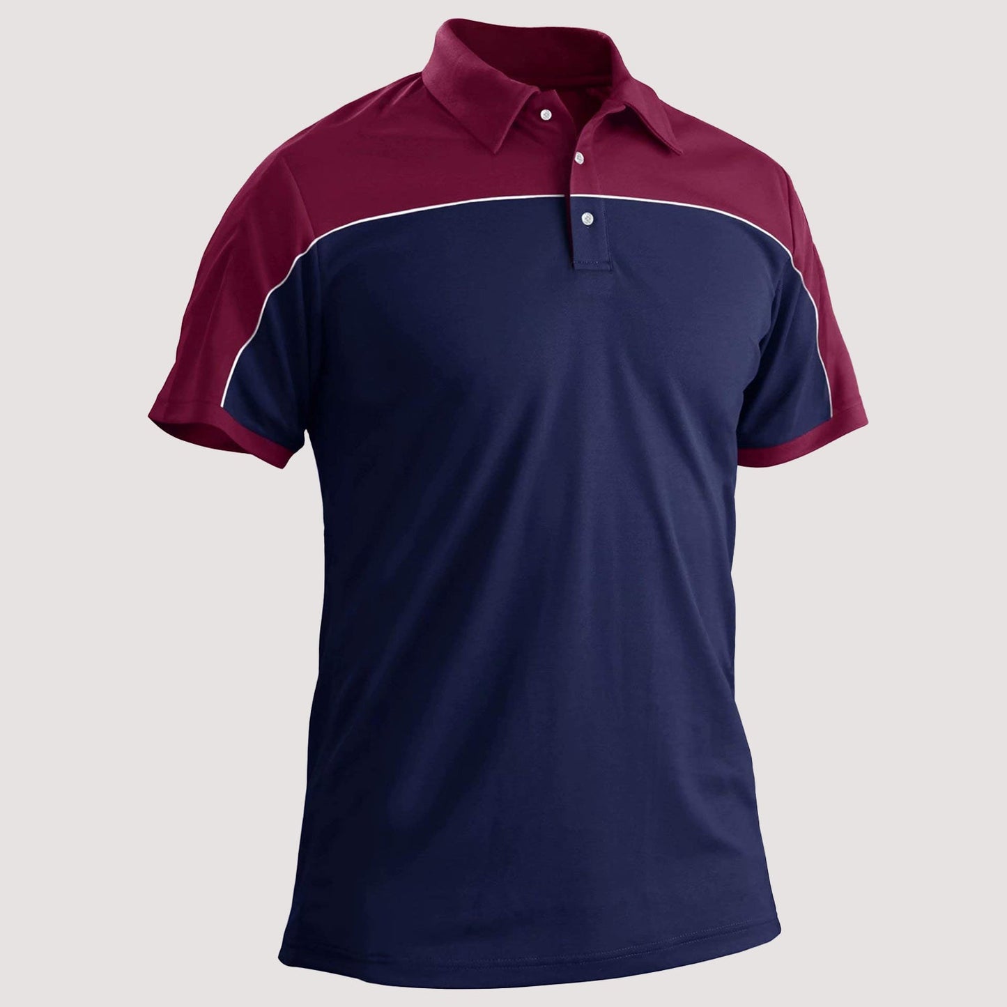 Men's golf polo shirt lightweight quick-dry moisture-wicking patchwork contrasting color block design