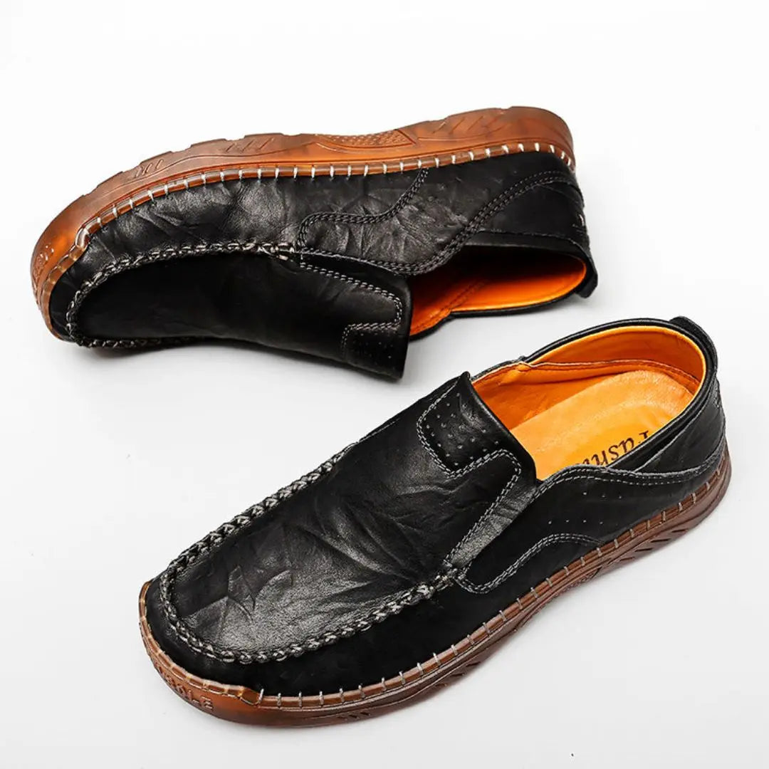 Men's Magnus premium polished leather loafers with soft sheepskin interior and cushioned EVA insoles