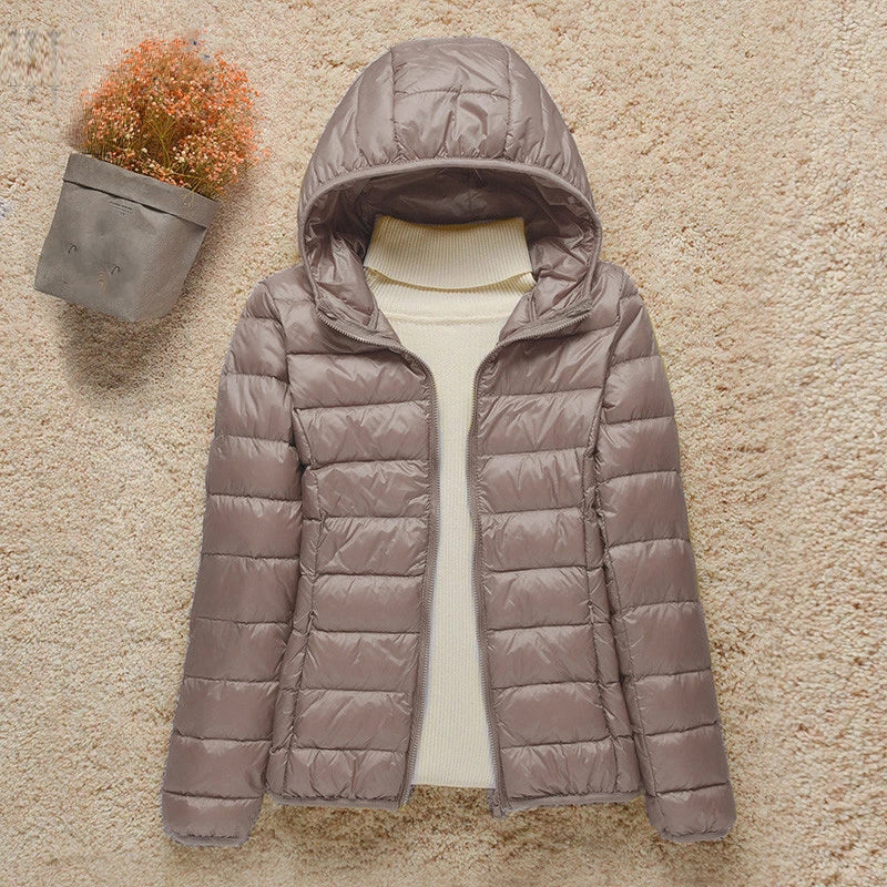 Women's hooded puffer jacket lightweight warm cozy outdoor style with attached hood