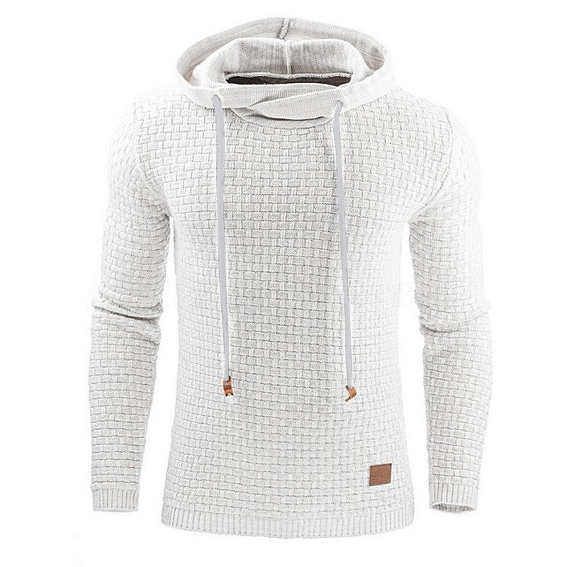 Men's slim fit waffle knit hooded sweatshirt with ribbed cuffs, casual everyday layering essential