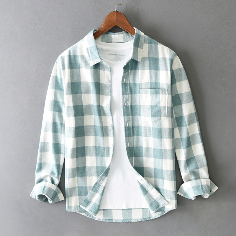 Men's relaxed fit plaid shirt classic casual collar everyday comfort versatile blue check pattern