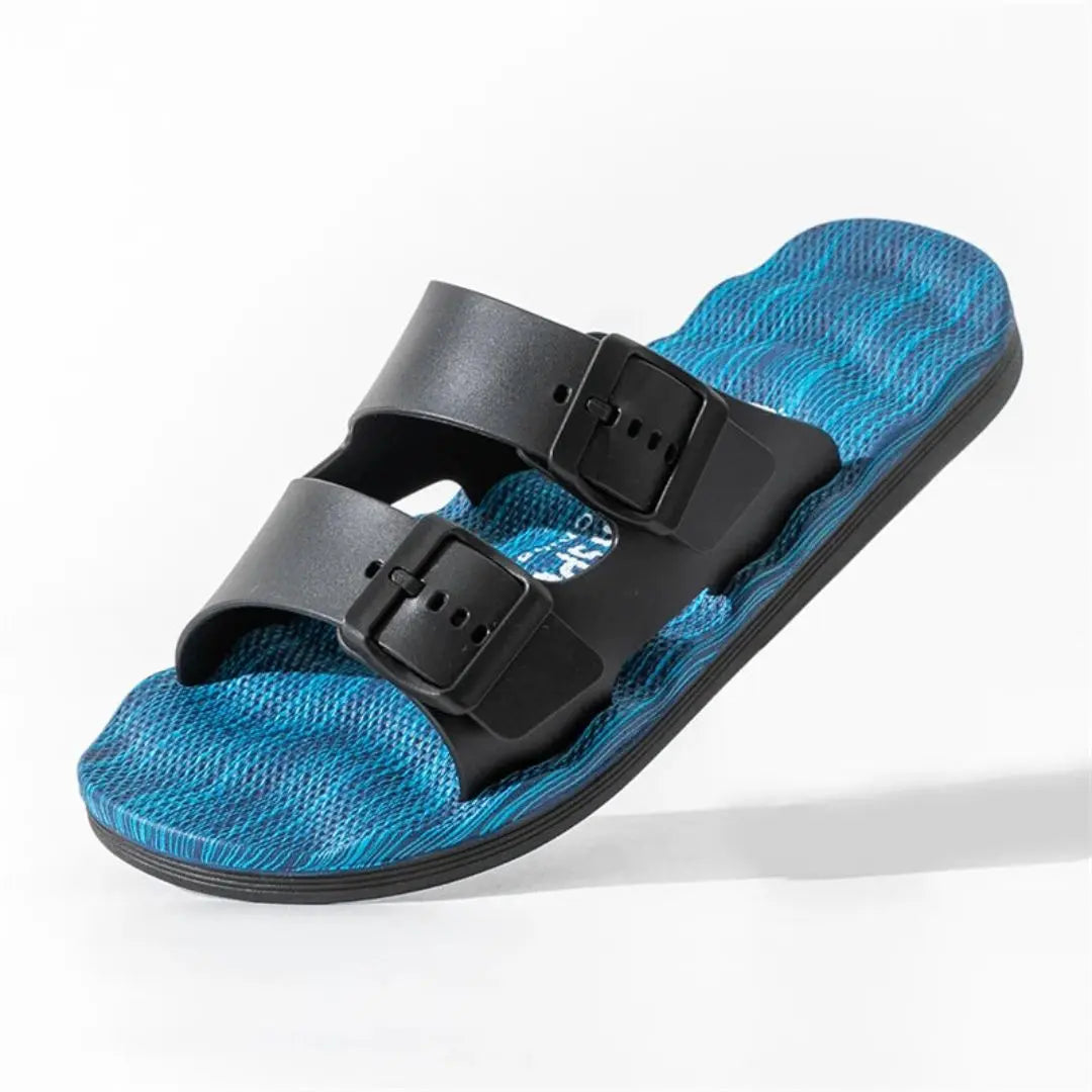 Men's Malcom Coastwalk beige sandals with dual adjustable buckle straps and cushioned anti-slip sole