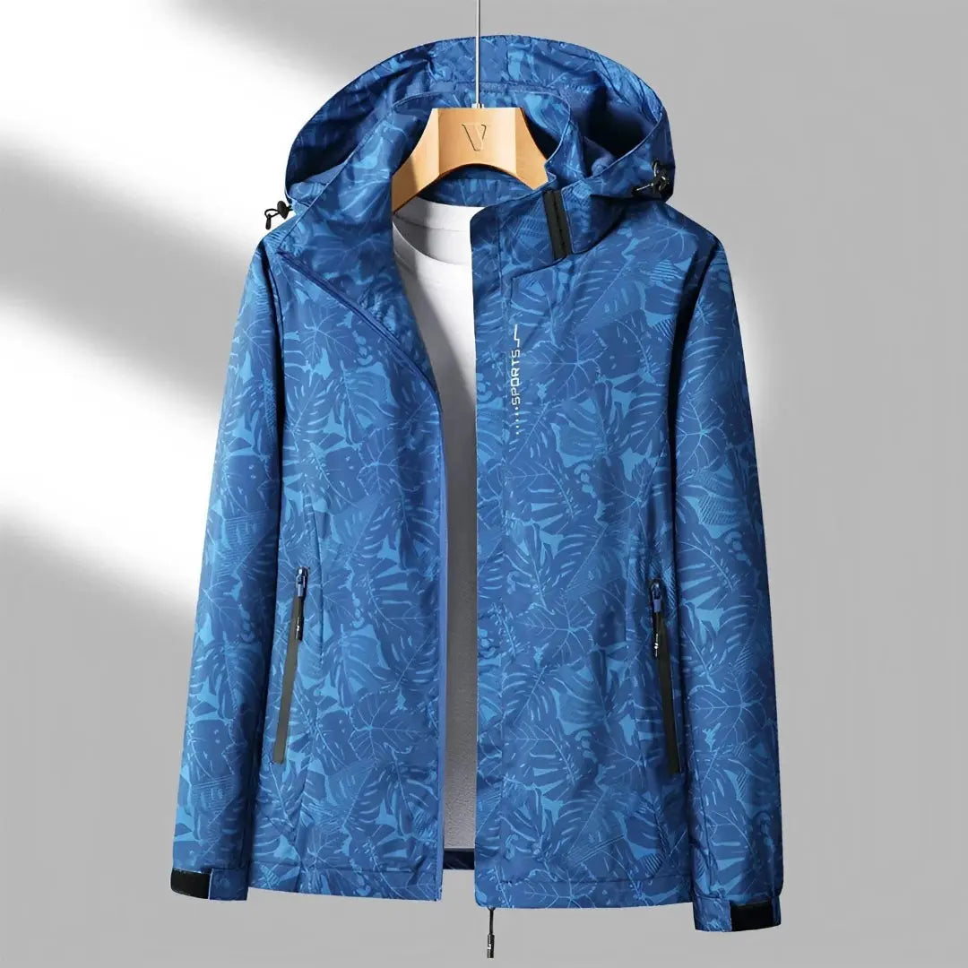 Women's lightweight waterproof jacket with adjustable hood, windproof polyester shell, secure zip pockets