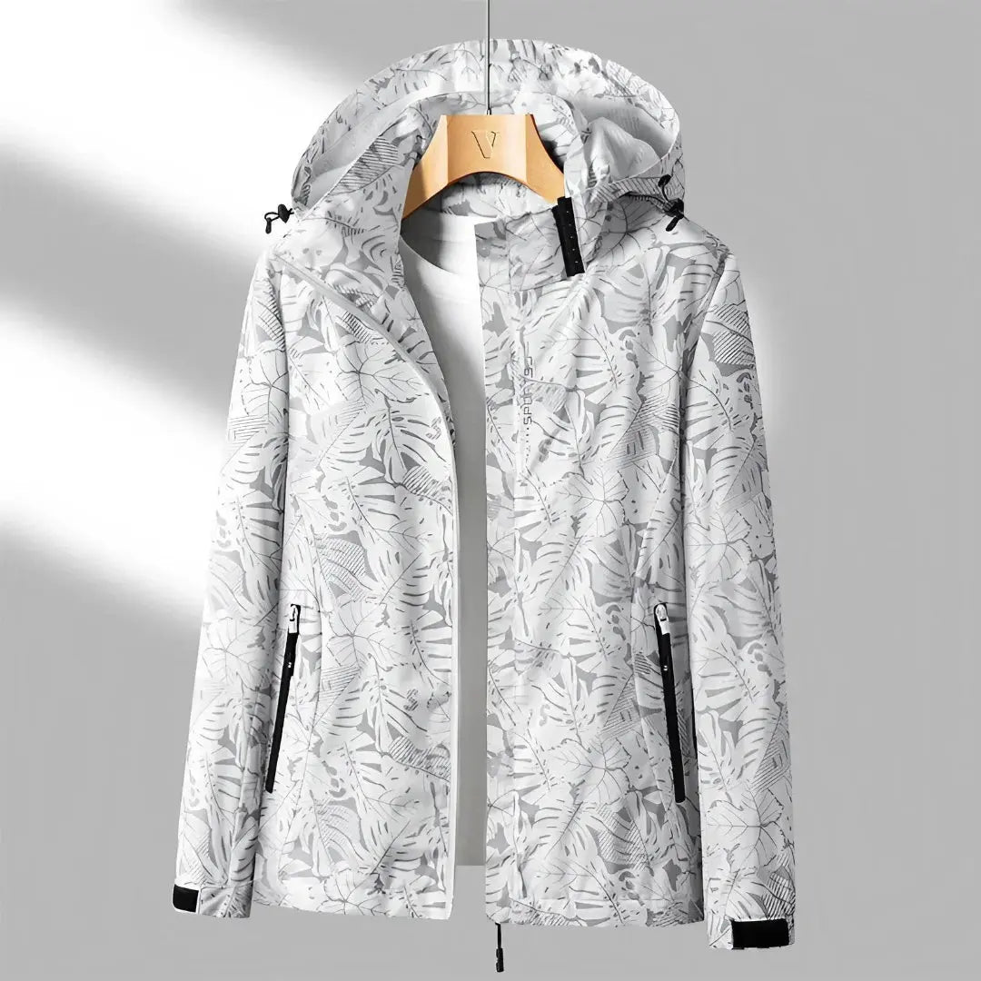 Women's lightweight waterproof jacket with adjustable hood, slim fit, secure zip pockets, all-weather