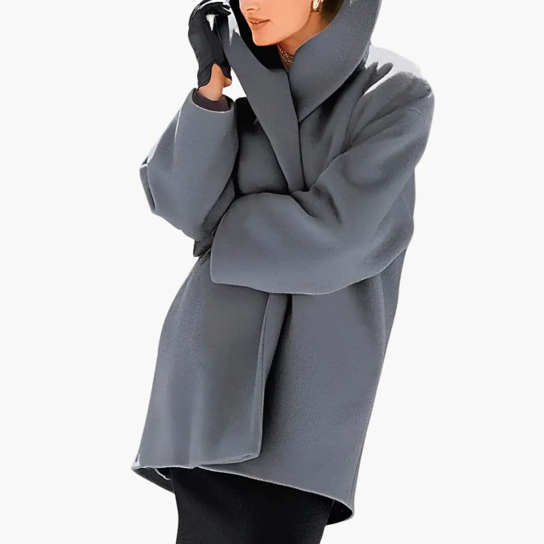 Women's structured coat wide collar front opening long sleeves layering essential everyday versatile