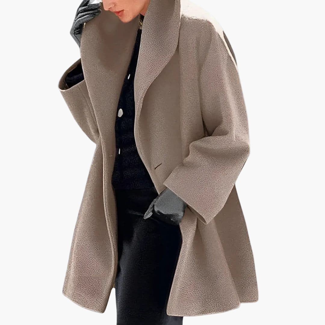 Women's structured coat wide collar front opening long sleeves layering essential everyday style