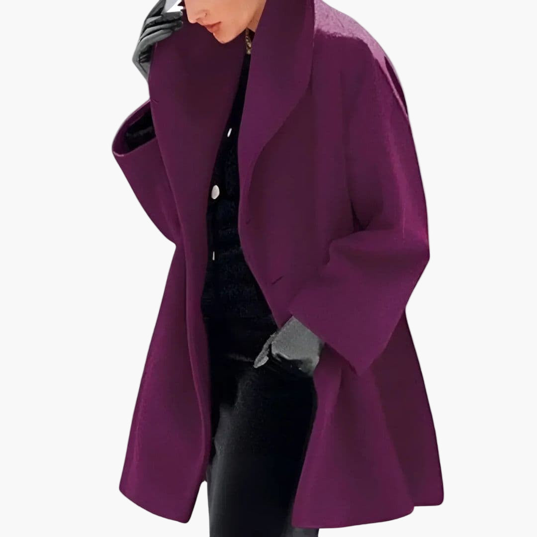 Women's structured coat wide collar front opening long sleeves layering essential everyday versatile