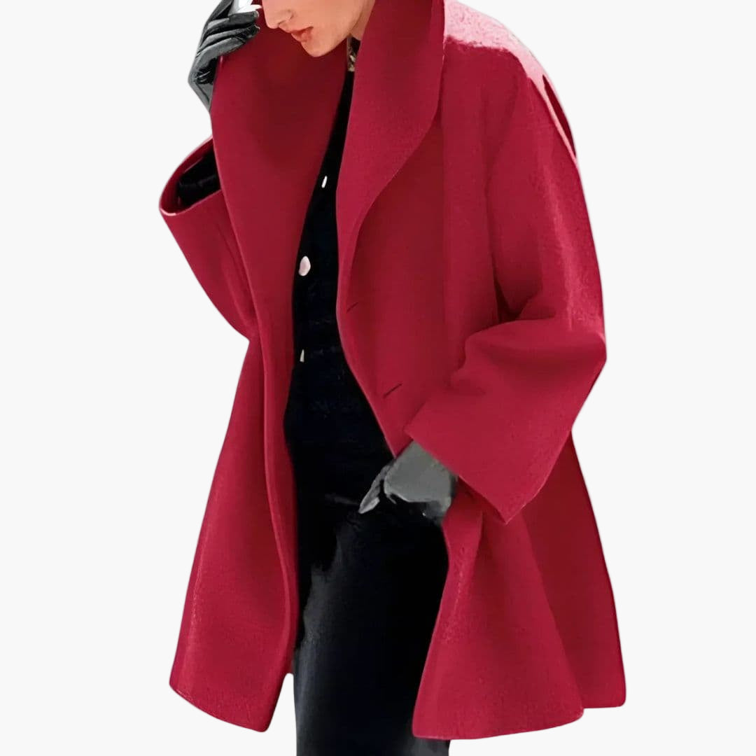 Women's structured coat wide collar front opening long sleeves layering essential everyday fashion