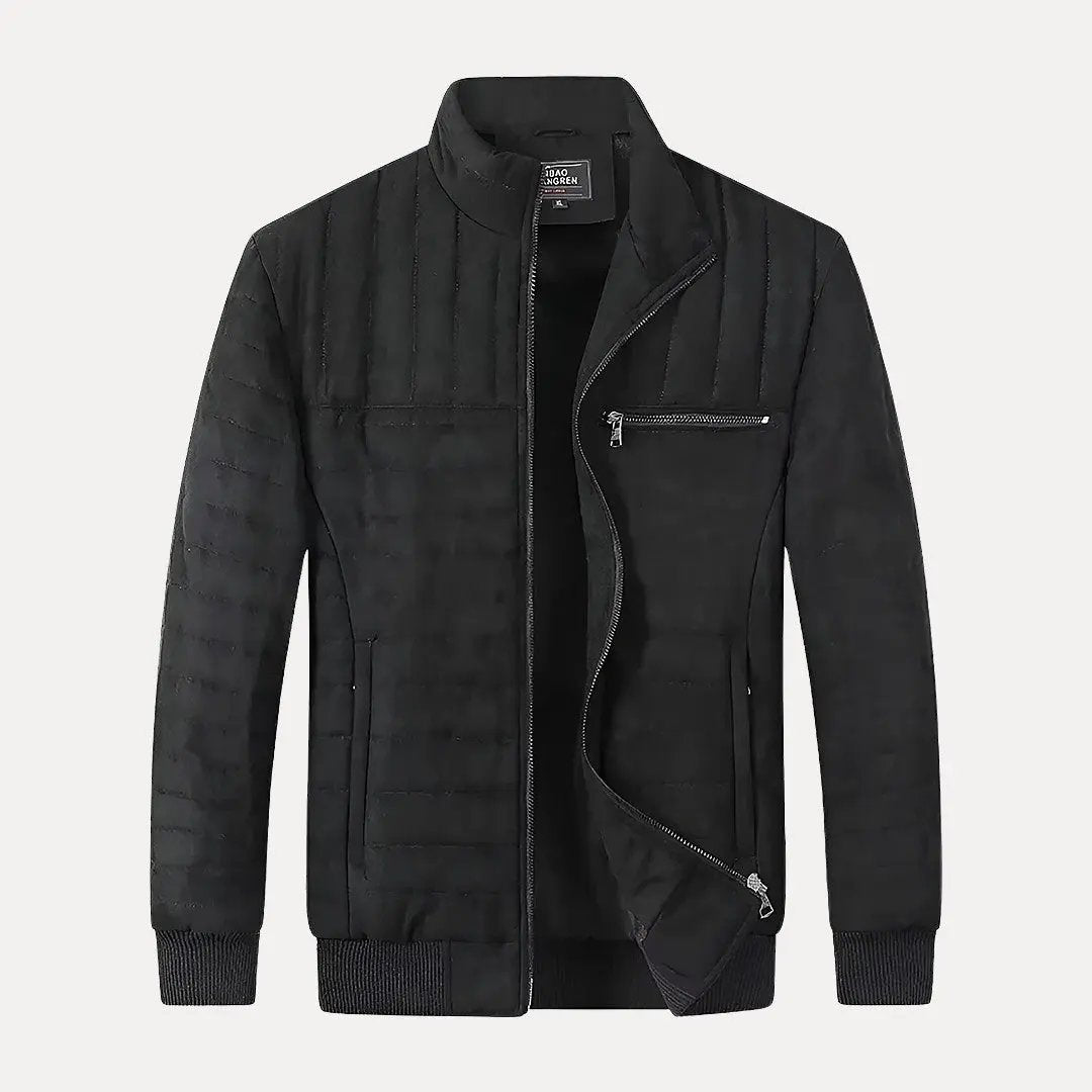 Marc Winter navy cotton-padded work jacket with fleece interior lining, cold-weather durable insulated outerwear