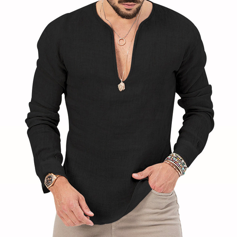Marco Bianchi Serena white linen shirt deep V-neck relaxed fit lightweight beach cover-up