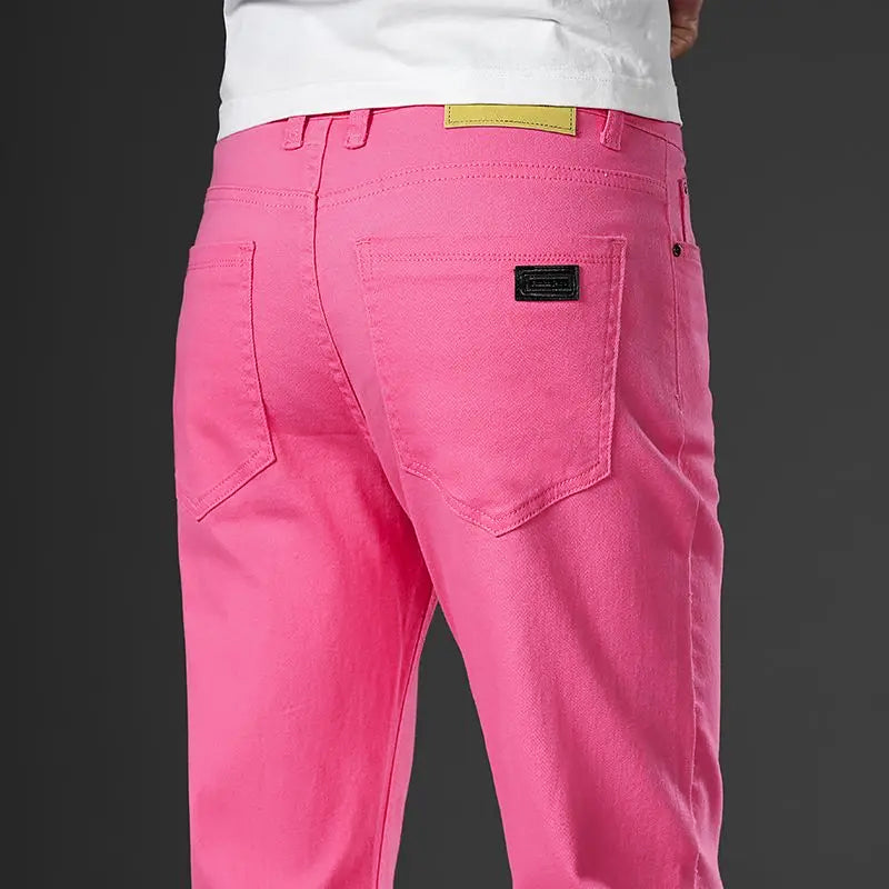 Marco Bianchi Bravaro men's casual pants navy cotton blend denim wrinkle-resistant straight fit