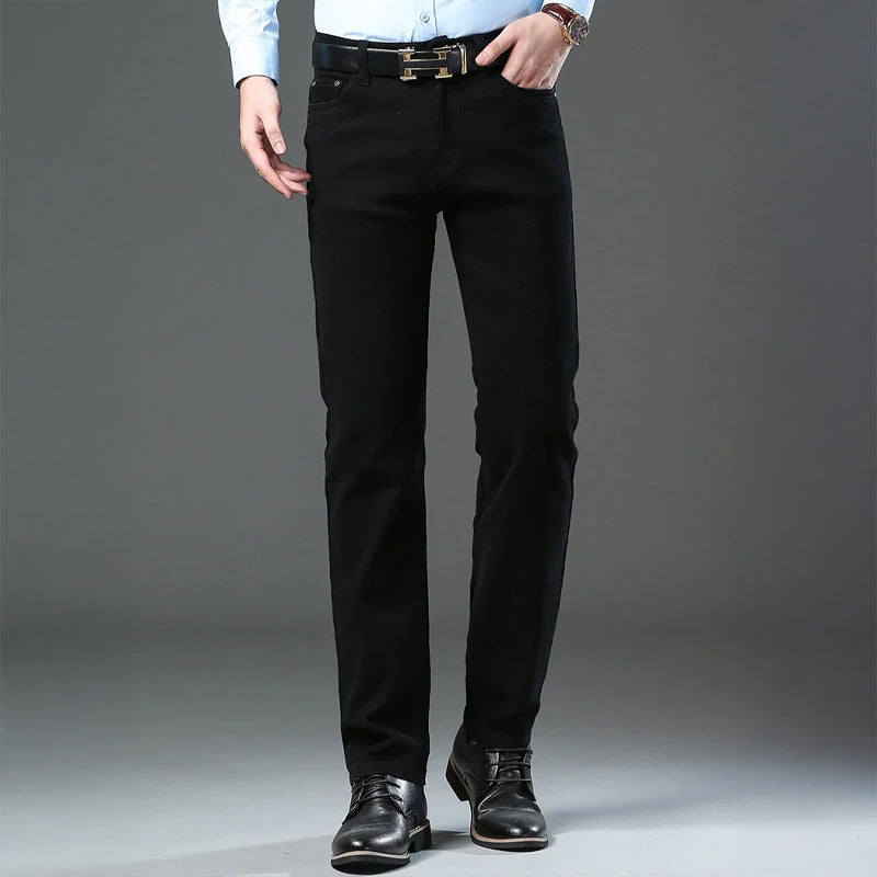 Men's tapered cotton blend trousers tailored fit five-pocket design sleek modern silhouette