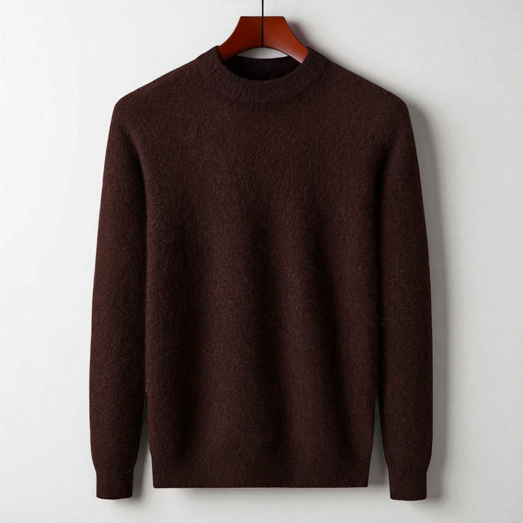 Men's ivory cashmere crewneck sweater tailored Italian knit ultra-soft clean silhouette