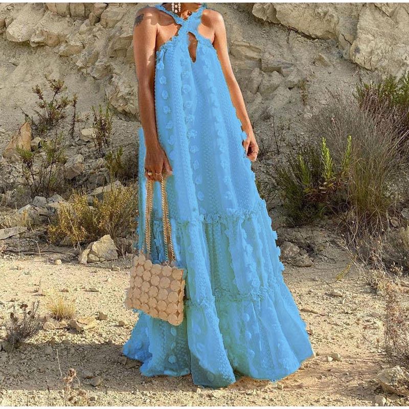 Solara tiered maxi dress lightweight flowing three-tier silhouette summer women's fashion