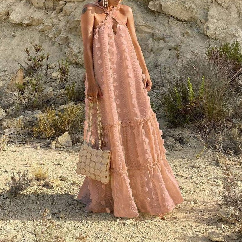 Solara tiered maxi dress lightweight flowy summer silhouette with three airy tiers floor-length