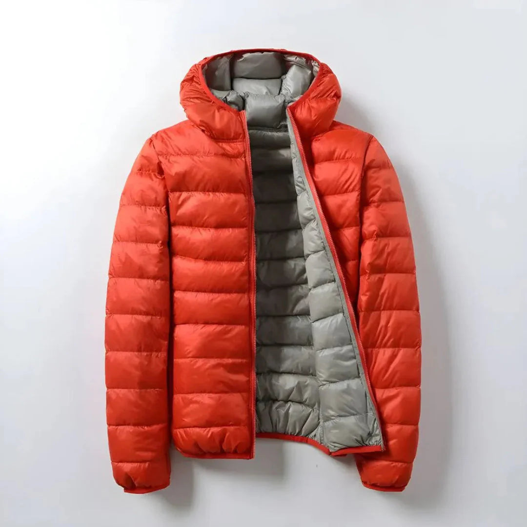 Mariss lightweight duck down jacket dual-tone colorblock lining ultra-insulated everyday warmth
