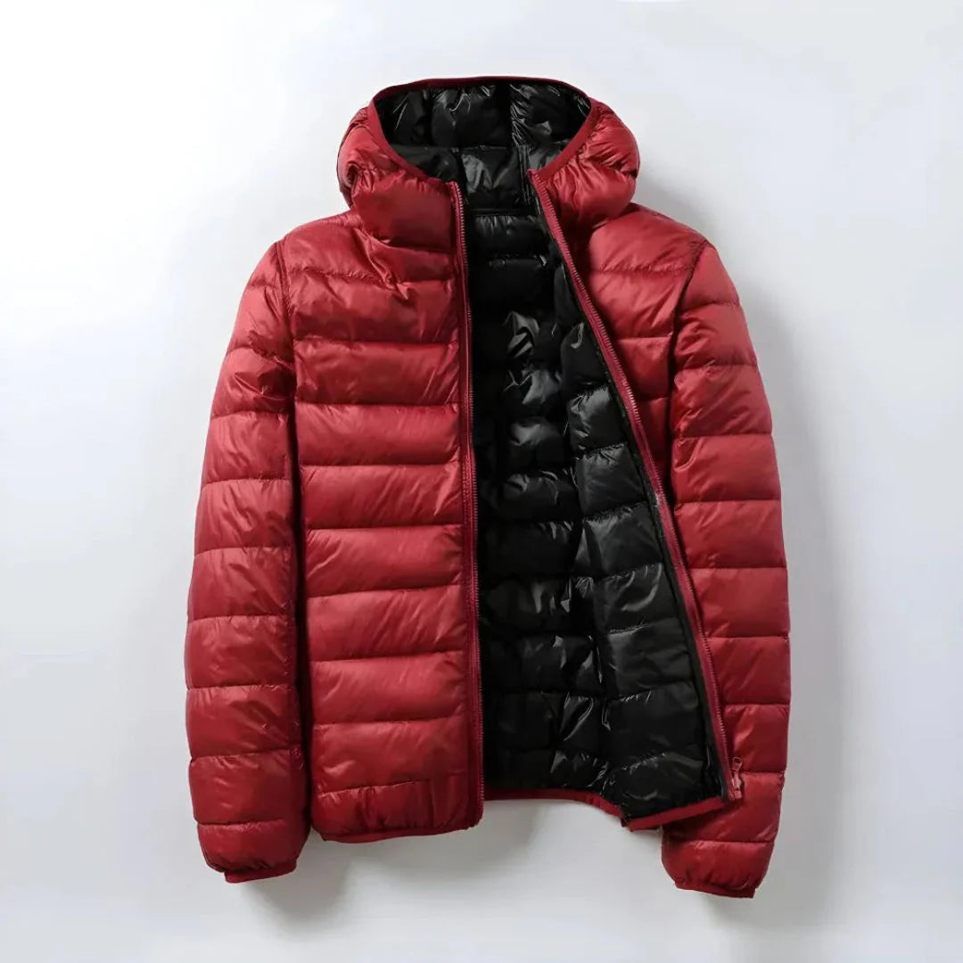 Mariss lightweight duck down jacket dual-tone colorblock lining ultra-insulated everyday warmth
