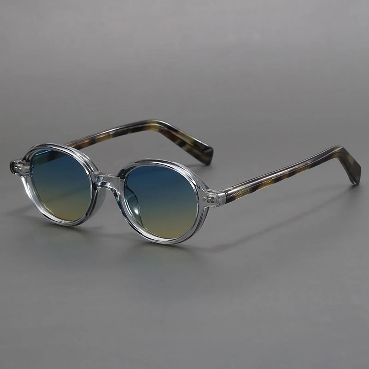 Retro round amber acetate sunglasses with gradient UV-protective lenses for everyday vintage style