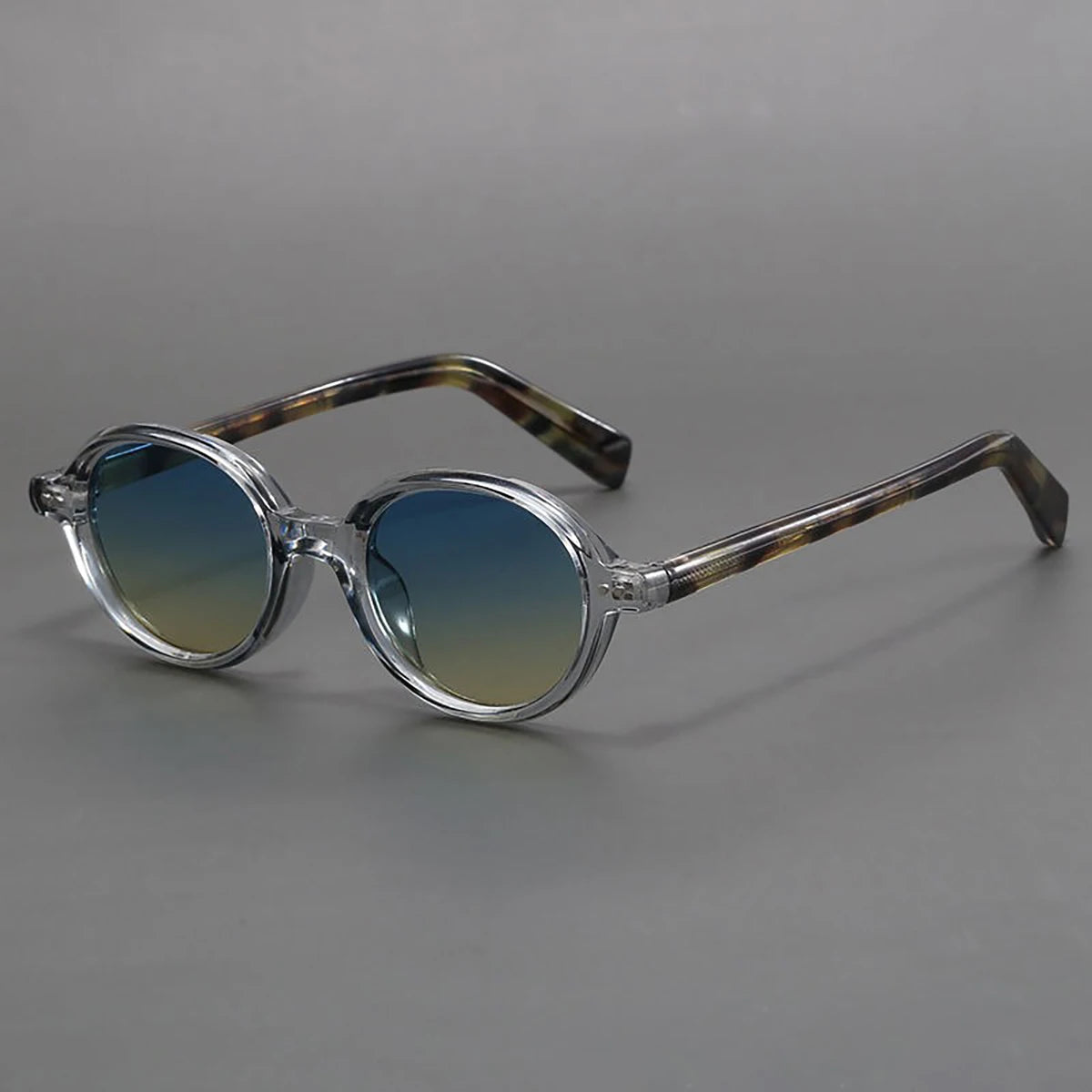 Retro round amber acetate sunglasses with gradient UV-protective lenses for everyday vintage style