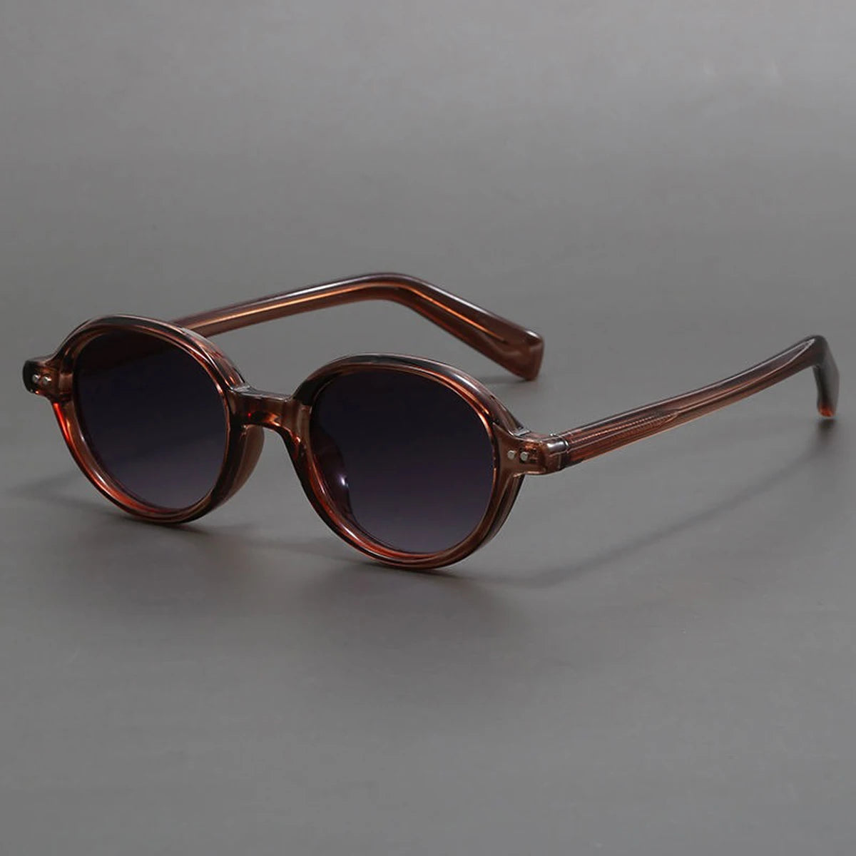 Retro round sunglasses amber acetate frame gradient UV lenses vintage-inspired everyday wear