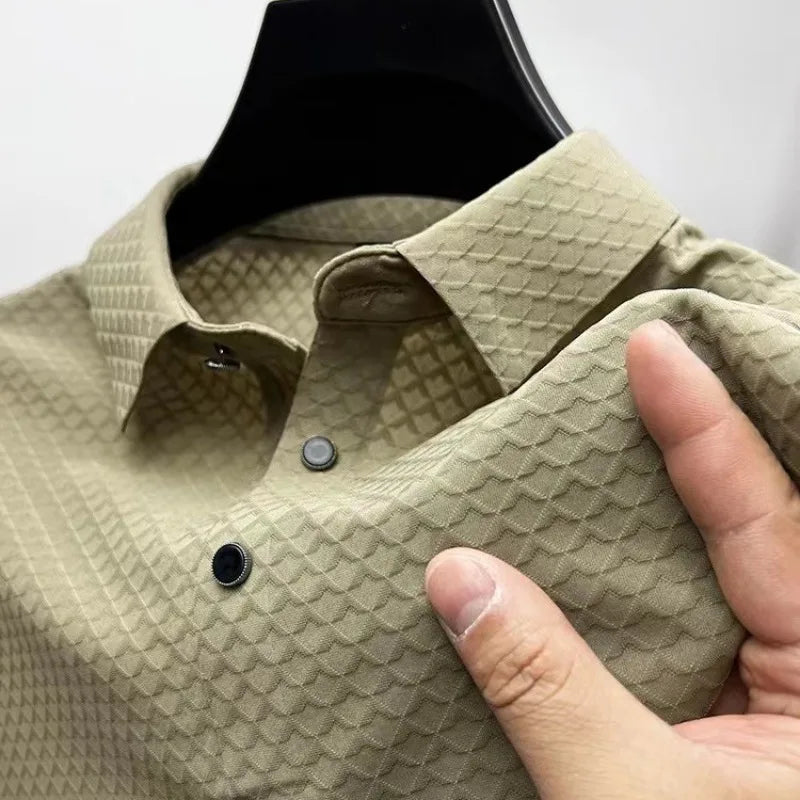 Urbann-Vibe Marlow textured silk polo shirt sleek silhouette quiet luxury smart-casual premium blend