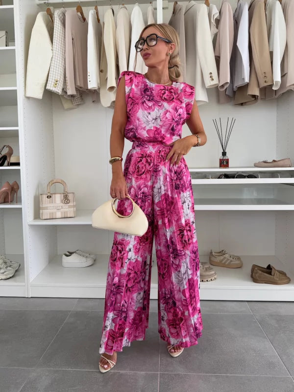 Women's pleated trousers and top set elegant tailored silhouette with classic contemporary styling