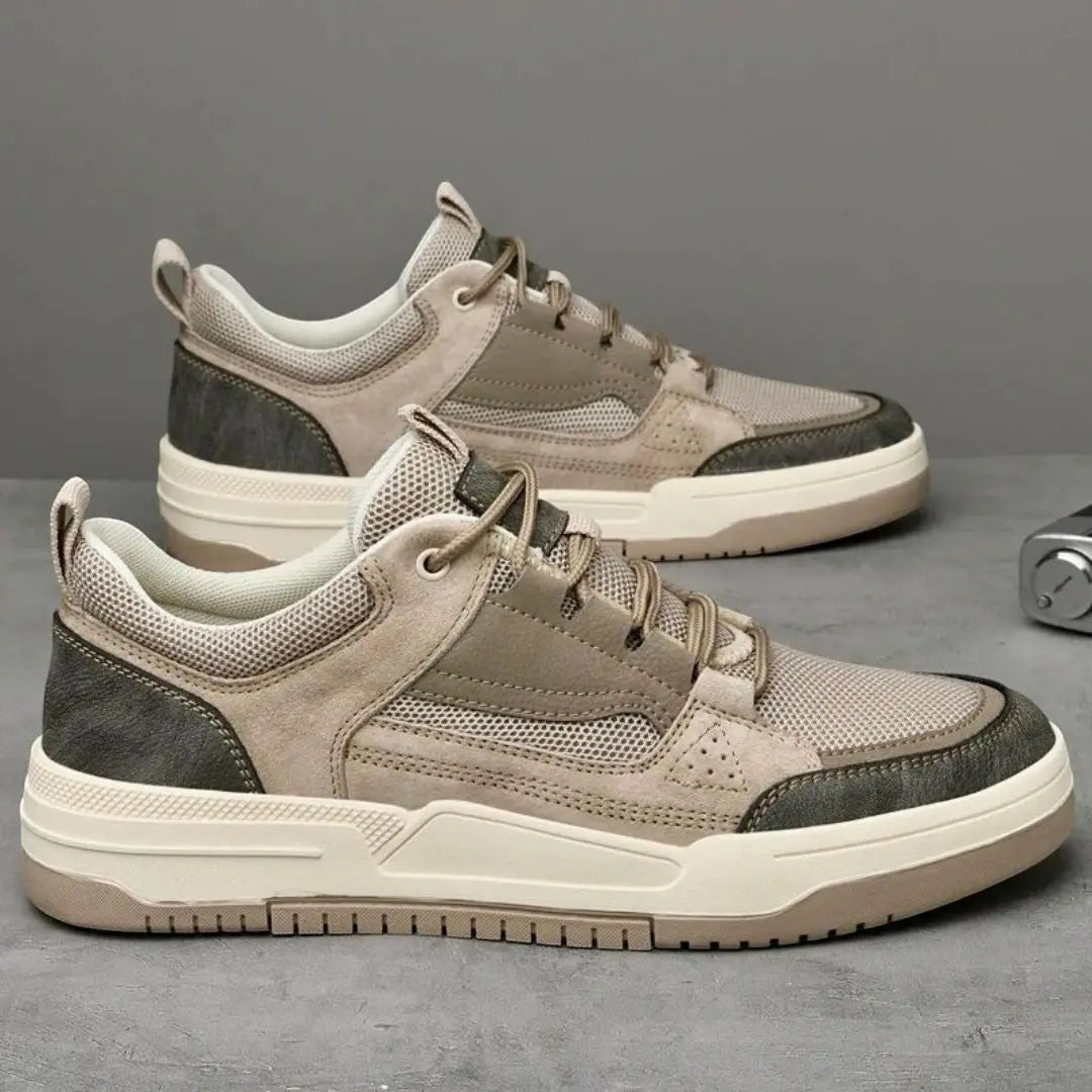 Mason low-top sneakers in neutral tones with breathable mesh upper and thick cushioned shock-absorbing soles