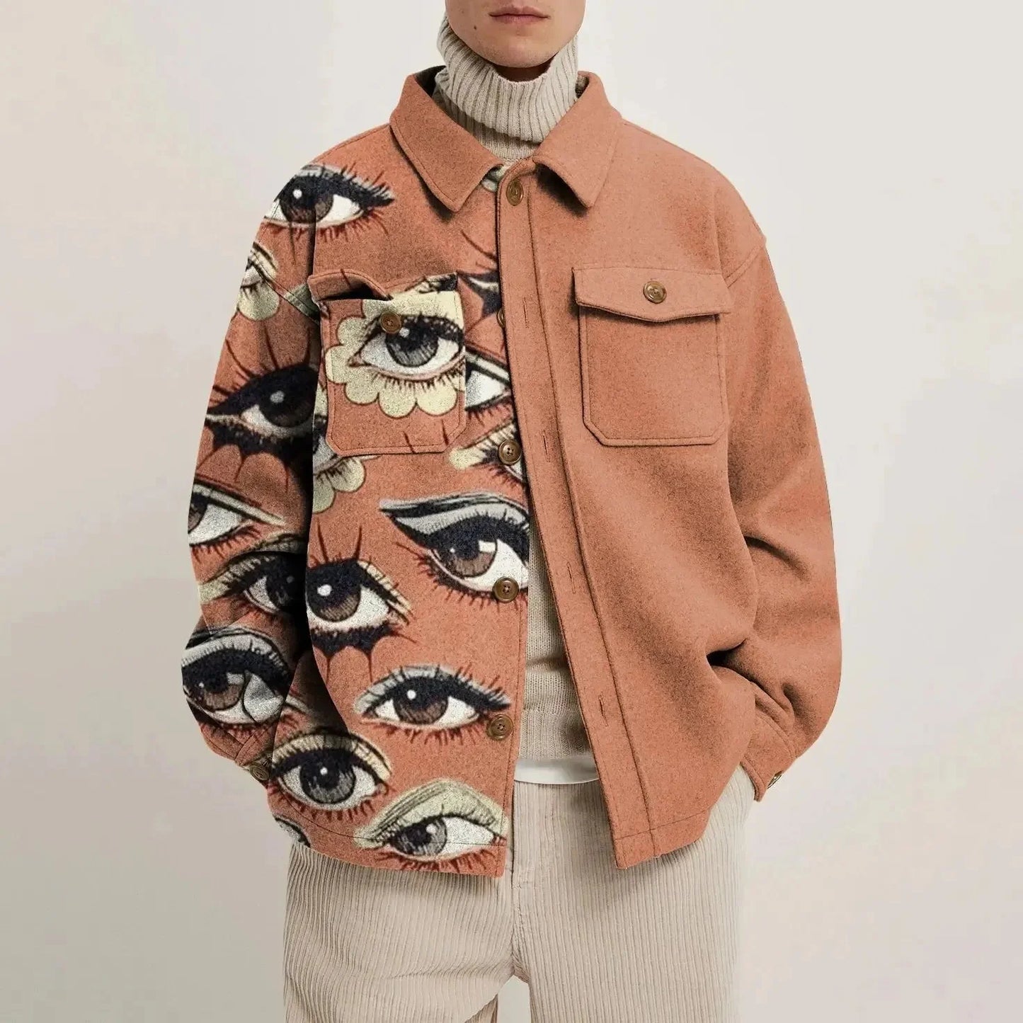 Mateo abstract print lapel jacket structured fit bold multicolor pattern statement blazer