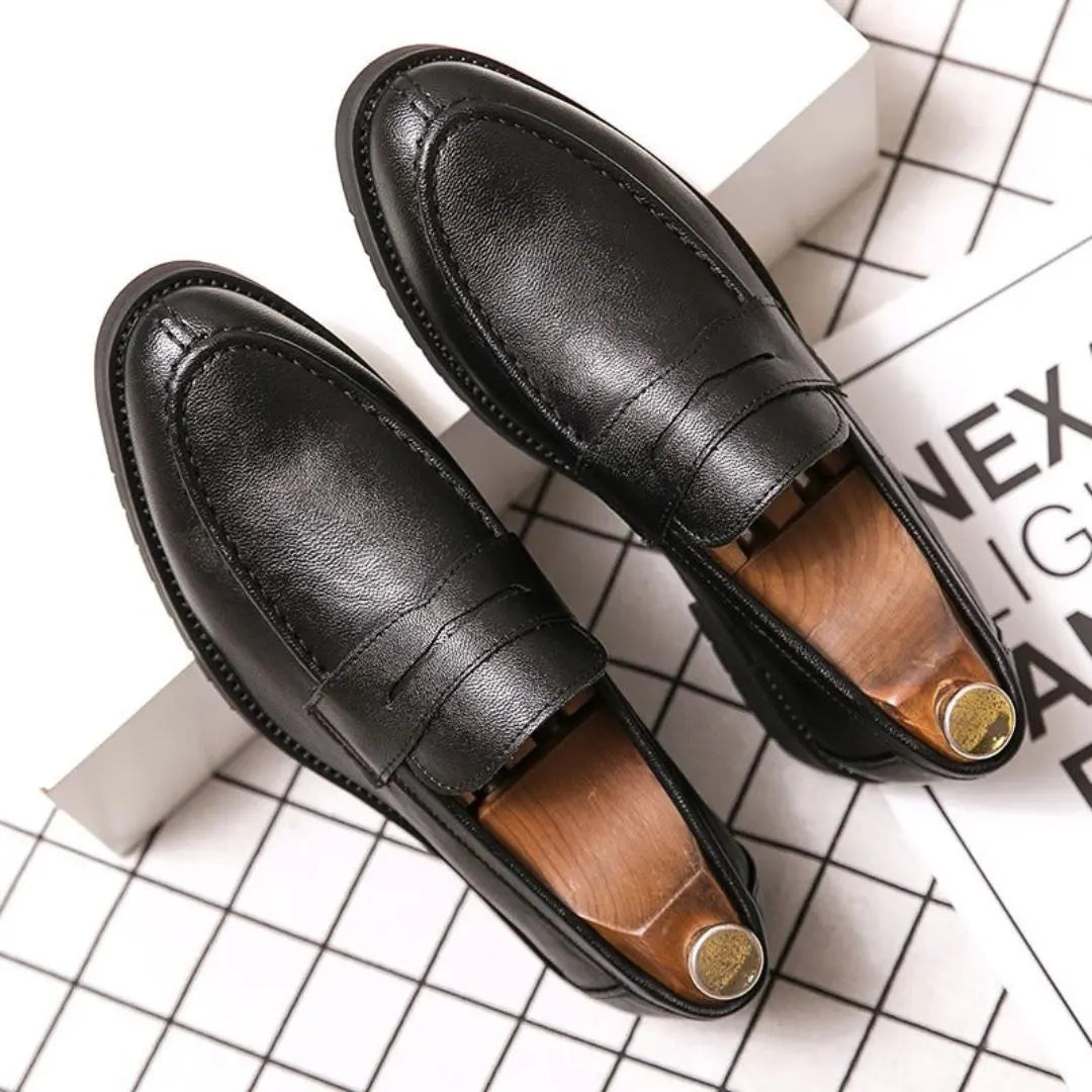 Men's brown leather penny loafers with premium soft handcrafted upper and lightweight sole