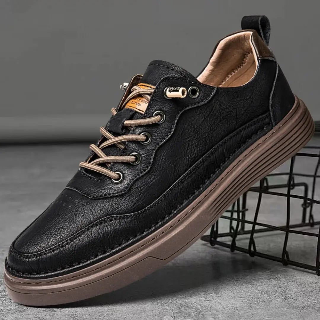 Men's rugged leather sneakers slip-resistant sole breathable lining handcrafted all-day comfort