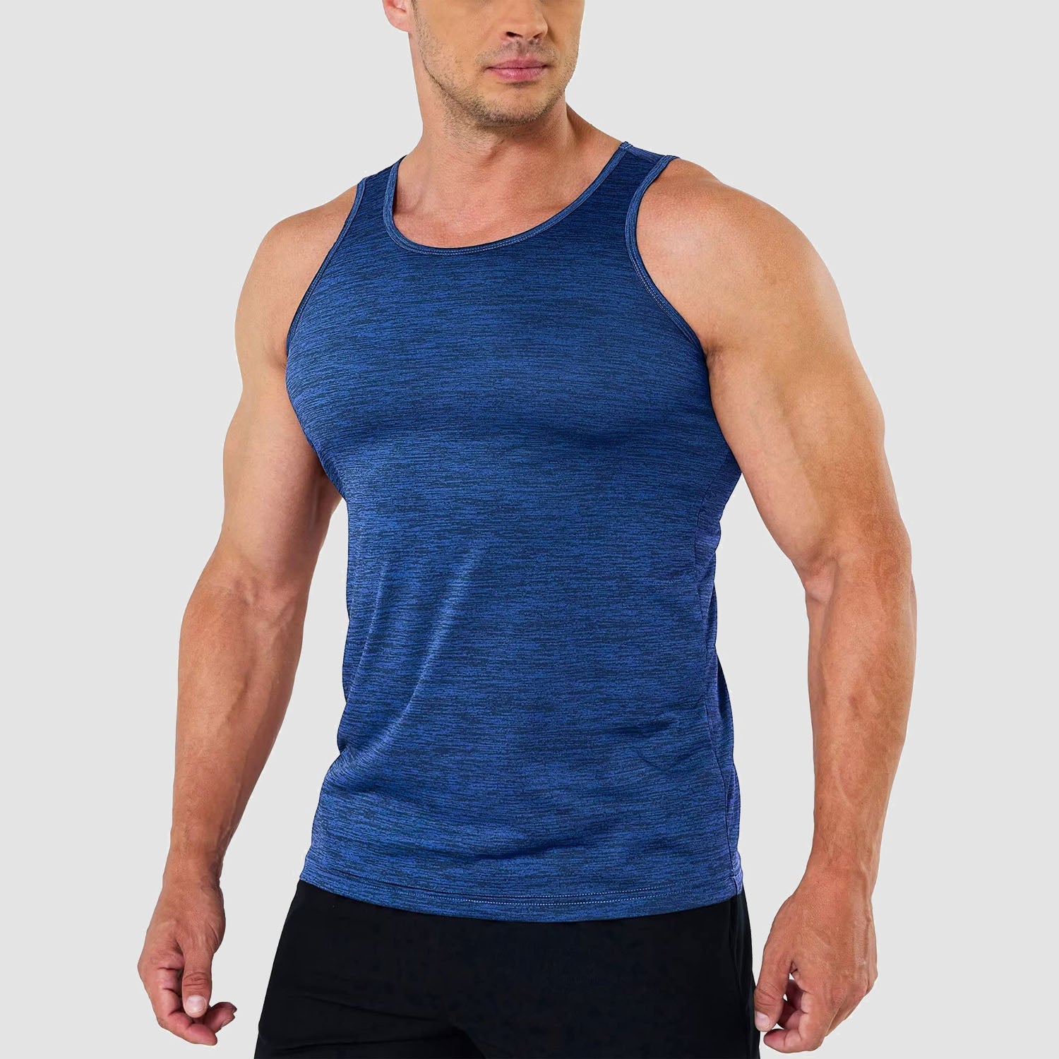 Men's quick-dry sleeveless gym tank top moisture-wicking polyester performance shirt for workouts