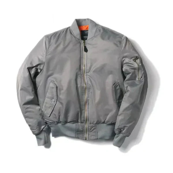 Women's windproof bomber jacket with ribbed cuffs, zip pocket, sleek urban streetwear silhouette
