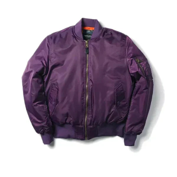 Women's windproof bomber jacket with ribbed cuffs, zip pocket, sleek urban streetwear silhouette