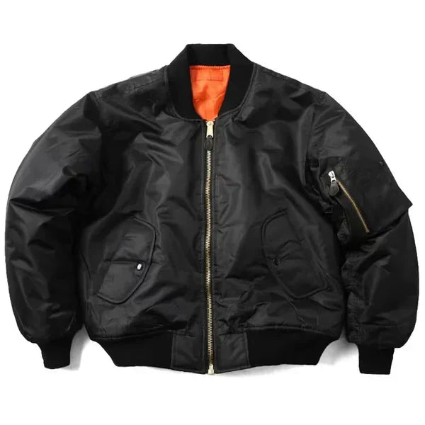 Women's windproof bomber jacket with ribbed cuffs, zip pocket, sleek urban streetwear silhouette