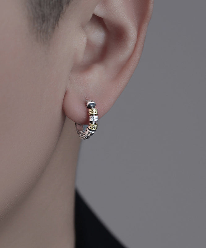 Boucles d'oreilles créoles en argent sterling et soie pour hommes - Urbann-Vibe