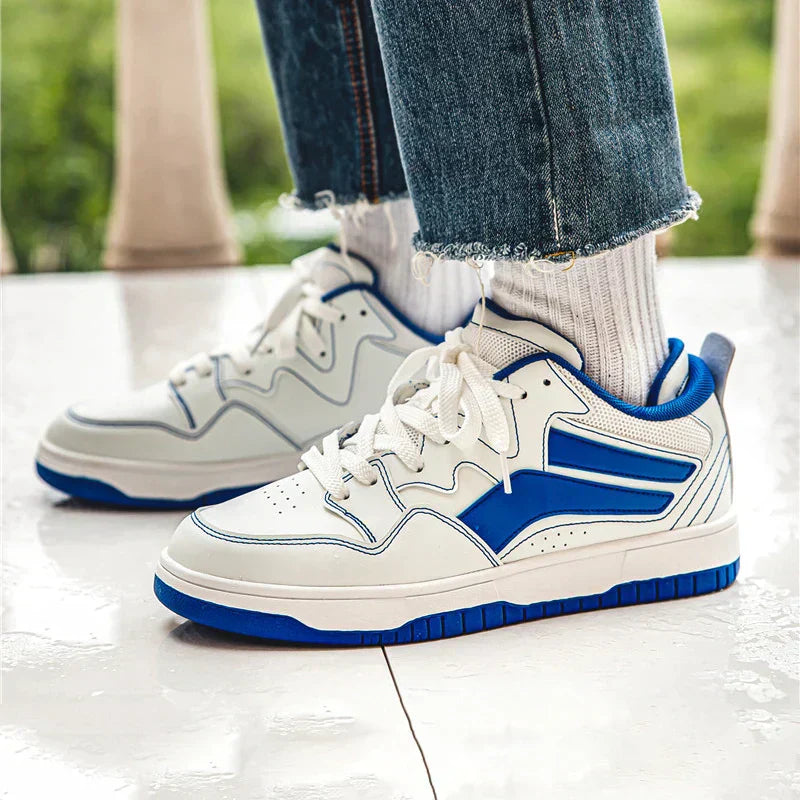 Men's low-top retro sneakers synthetic leather upper vintage contrasting details everyday casual wear