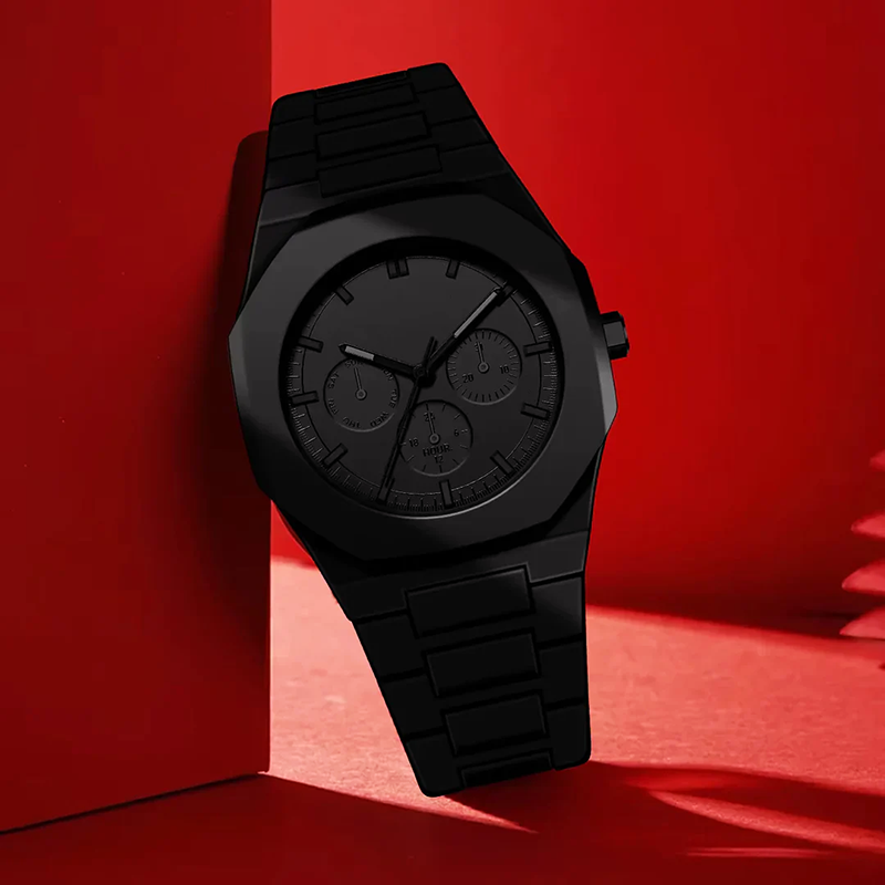 Men’s All-Black Chronograph Watch with Matte Finish - Urbann-Vibe