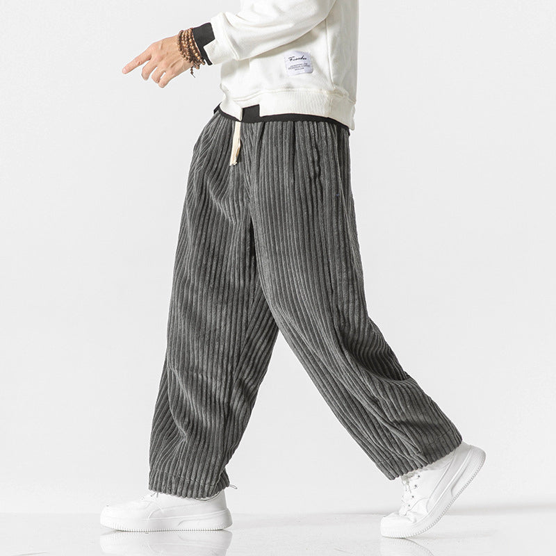 Men's olive relaxed fit pants with elastic waist and functional drawstring for all-day casual comfort