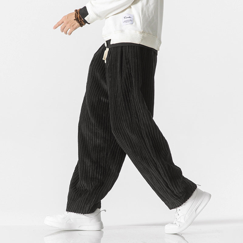Men's olive relaxed fit drawstring pants with elastic waist for casual all-day comfort