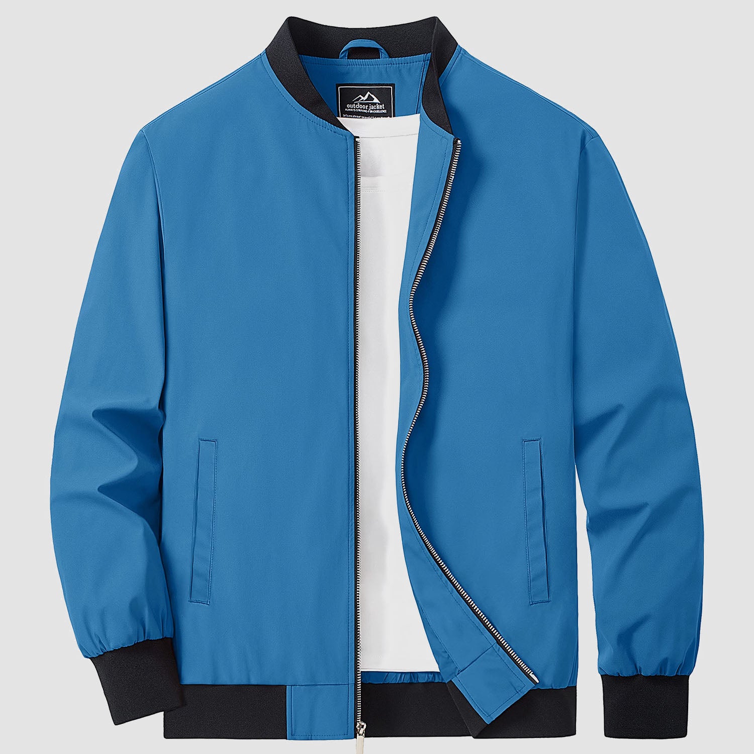 Men's lightweight bomber windbreaker jacket with multiple pockets, versatile all-season polyester shell