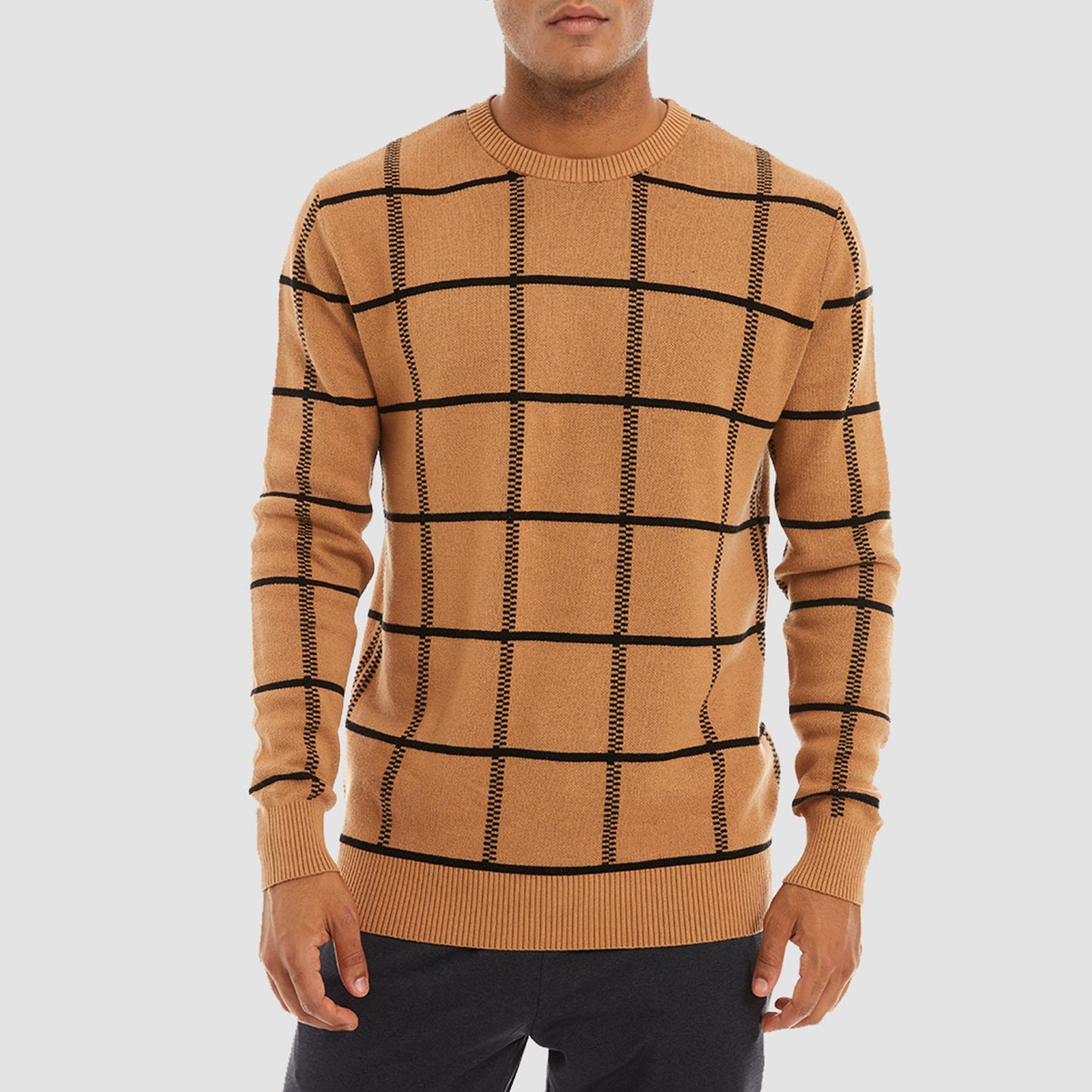 Men's 100% cotton crewneck sweater regular fit ultra-soft knit breathable timeless silhouette