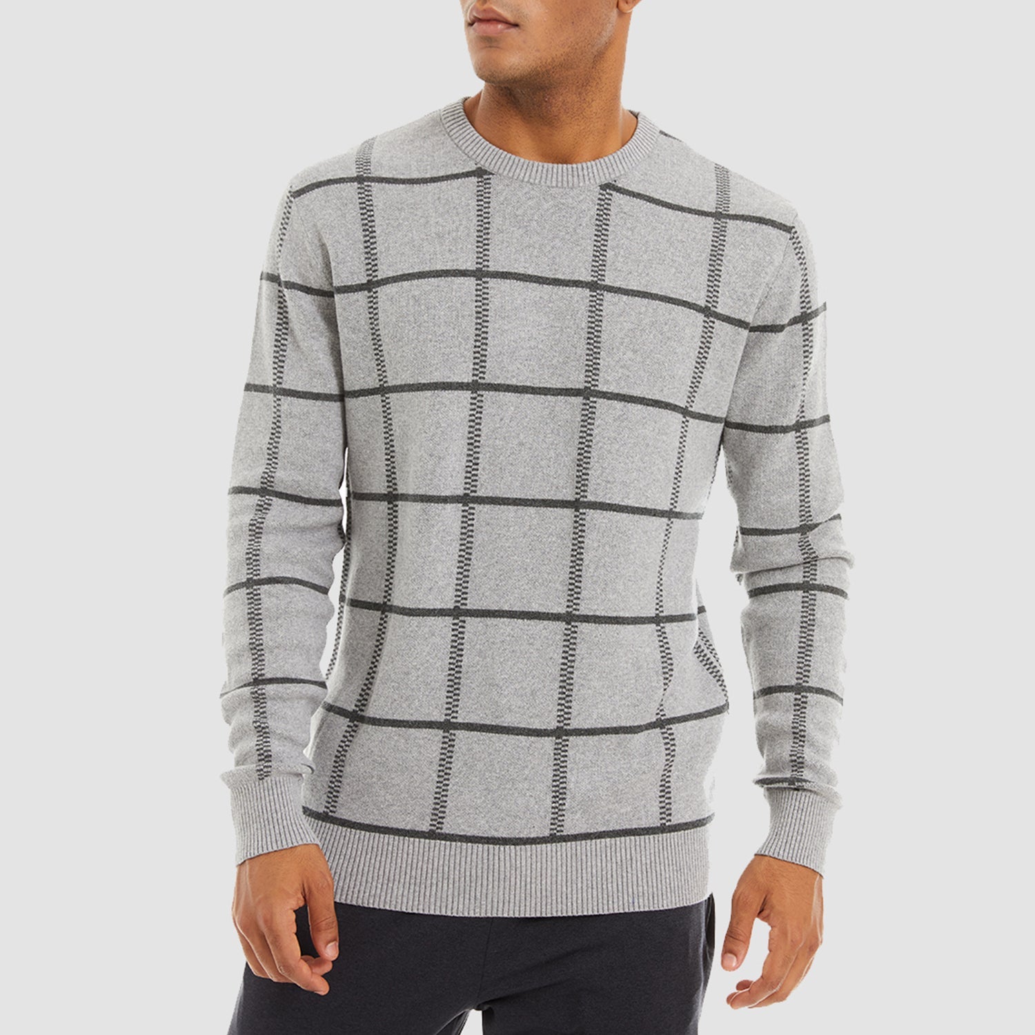 Men's 100% cotton crewneck sweater regular fit ultra-soft knit breathable everyday layer