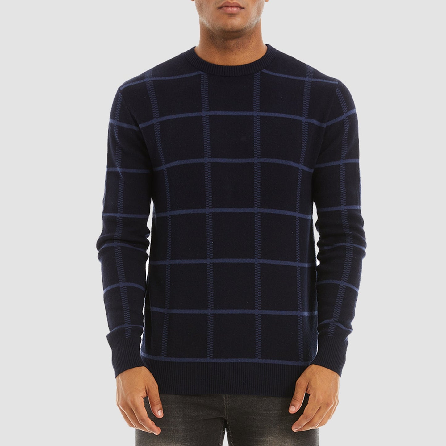 Men's 100% cotton crewneck sweater regular fit ultra-soft knit breathable casual timeless pullover