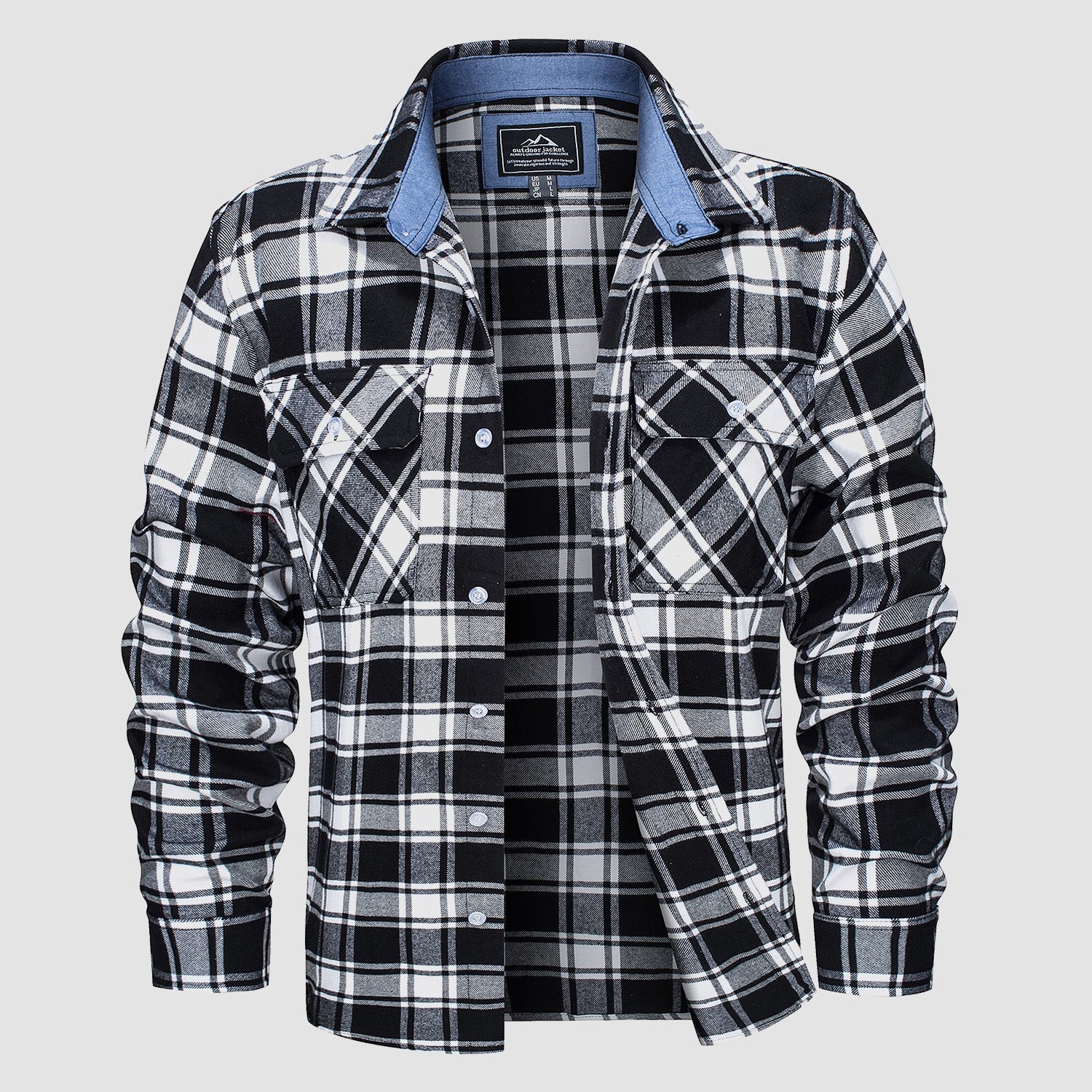 Men's long sleeve cotton flannel shirt classic plaid pattern lightweight breathable everyday casual fit